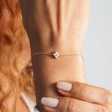 Mia Dainty Crystal Clover Bracelet - Chain & Link Bracelets