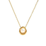 Minimal Pearl Pendant Necklace in Gold Bezel - Necklaces
