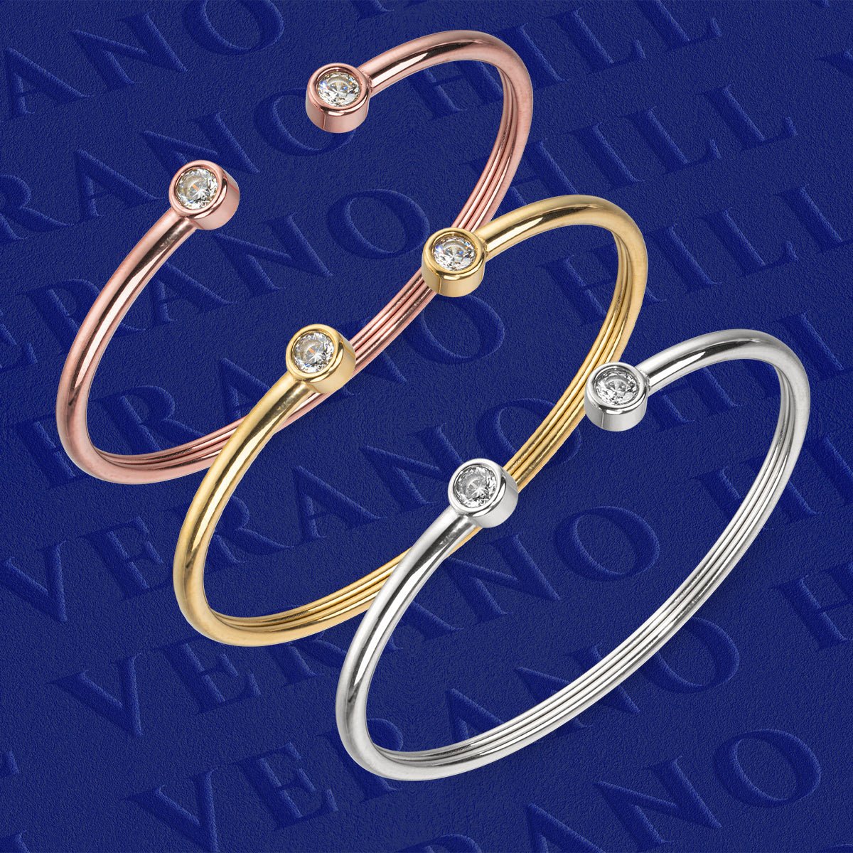 Minimalist Gold Open Cuff Bracelet with Crystal Accents - Bracelets