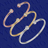 Minimalist Gold Open Cuff Bracelet with Crystal Accents - Bracelets