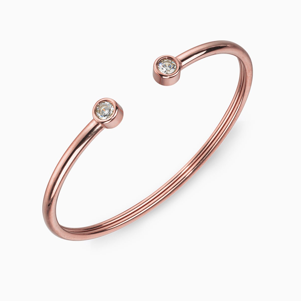 Minimalist Gold Open Cuff Bracelet with Crystal Accents - Bracelets