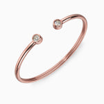 Minimalist Gold Open Cuff Bracelet with Crystal Accents - Bracelets