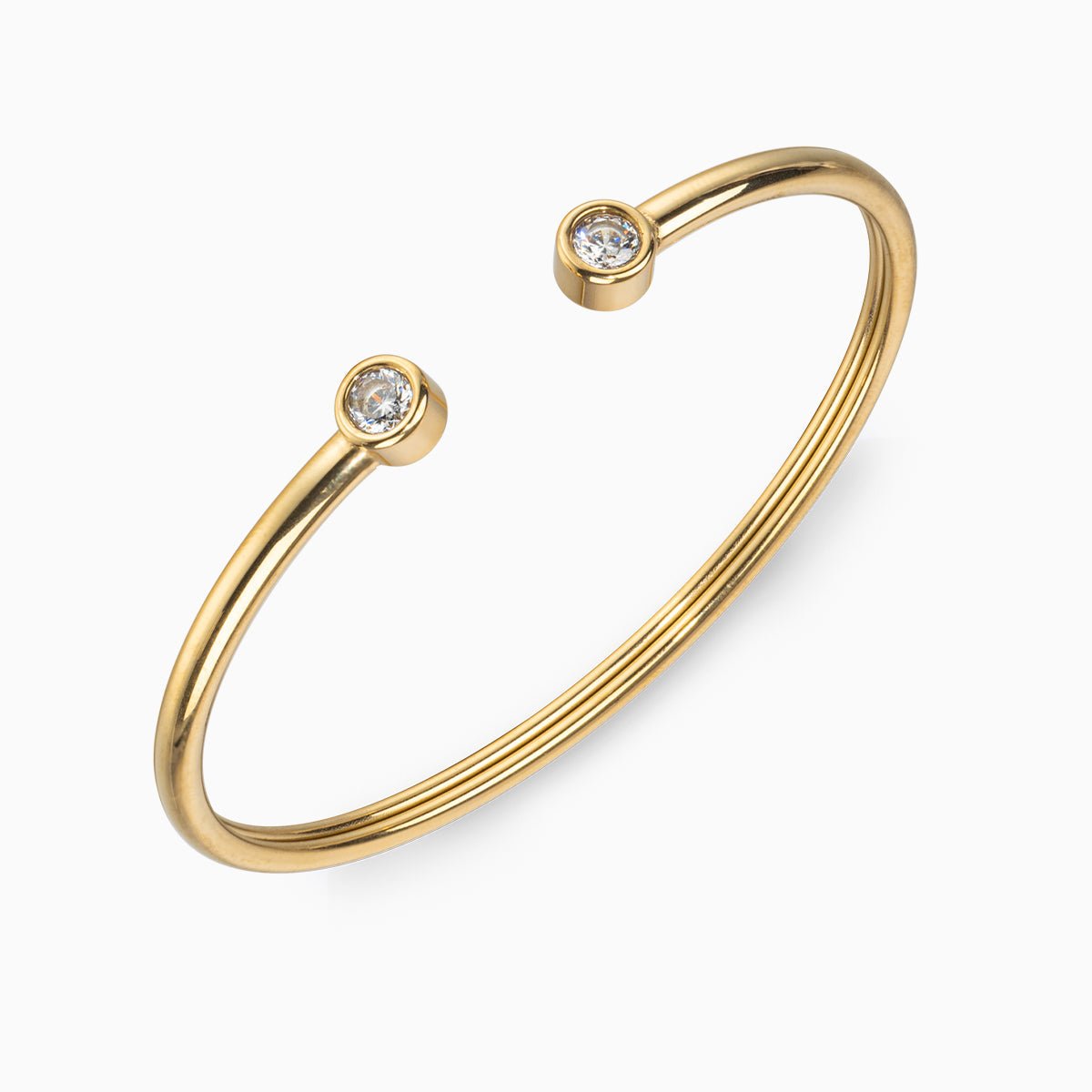 Minimalist Gold Open Cuff Bracelet with Crystal Accents - Bracelets