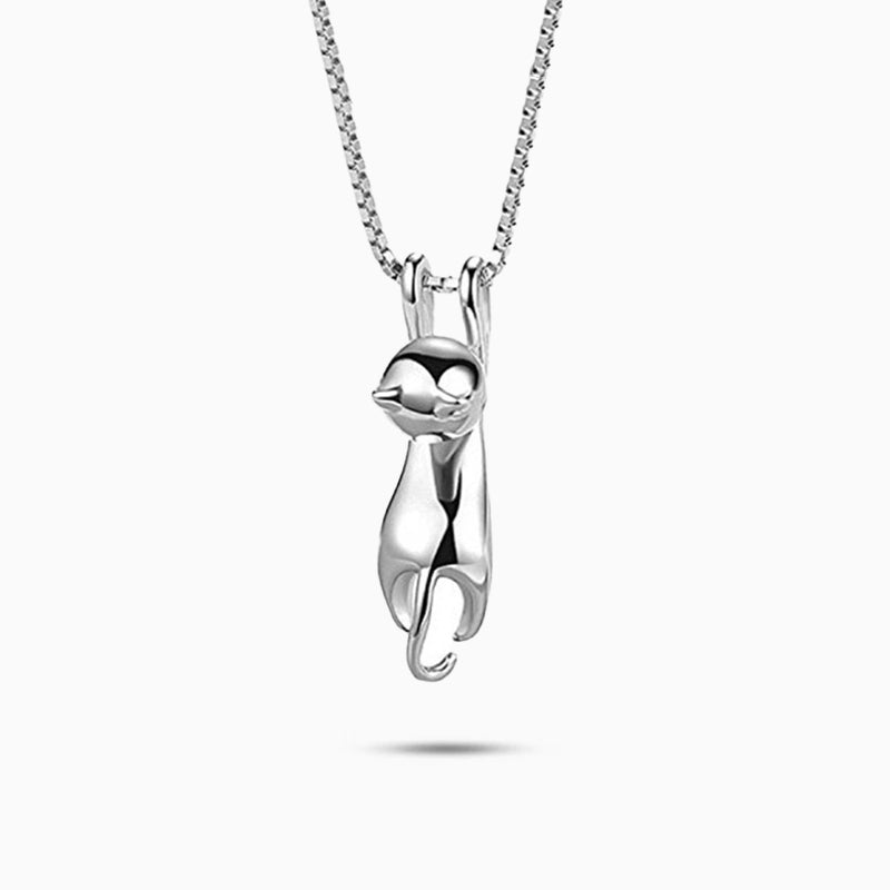 Minimalist Hanging Cat Pendant Necklace - Necklaces