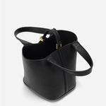 Minimalist Leather Bucket Bag with Gold Lock – Sleek Design - Women's Handbags
