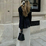 Minimalist Leather Bucket Bag with Gold Lock – Sleek Design - Women's Handbags