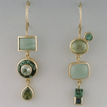Mismatched Green Gemstone Drop Earrings - Earrings