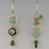 Mismatched Green Gemstone Drop Earrings - Earrings