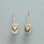 Mixed Metal Heart Drop Earrings in Sterling Silver and Brass - Earrings