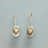 Mixed Metal Heart Drop Earrings in Sterling Silver and Brass - Earrings