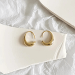 Modern Sculpted Crescent Gold Hoop Earrings - Earrings