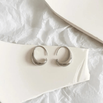 Modern Sculpted Crescent Gold Hoop Earrings - Earrings