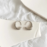 Modern Sculpted Crescent Gold Hoop Earrings - Earrings