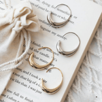 Modern Sculpted Crescent Gold Hoop Earrings - Earrings