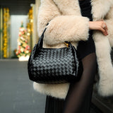 Monaco Woven Tote Bag with Braided Handle and Gold Accent – Luxury Designer Handbag - Women's Tote Bags