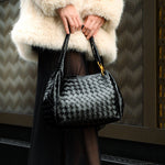 Monaco Woven Tote Bag with Braided Handle and Gold Accent – Luxury Designer Handbag - Women's Tote Bags