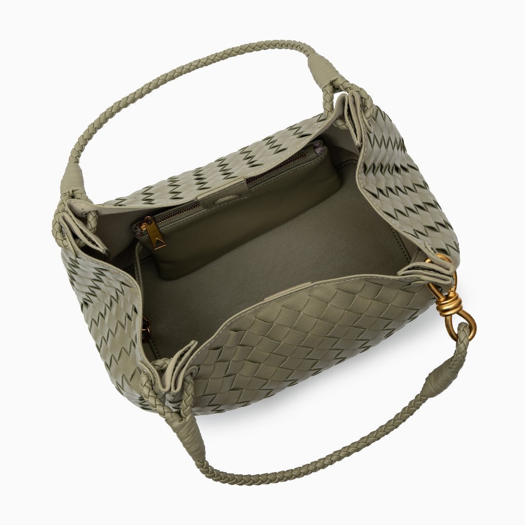 Monaco Woven Tote Bag with Braided Handle and Gold Accent – Luxury Designer Handbag - Women's Tote Bags