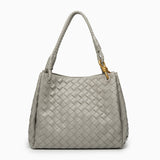 Monaco Woven Tote Bag with Braided Handle and Gold Accent – Luxury Designer Handbag - Women's Tote Bags