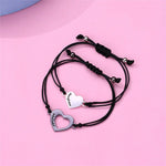 Mother & Daughter Matching Heart Charm Bracelets – Adjustable Black Cord - Bracelets