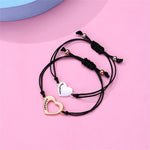 Mother & Daughter Matching Heart Charm Bracelets – Adjustable Black Cord - Bracelets