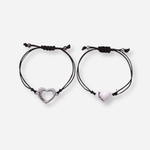 Mother & Daughter Matching Heart Charm Bracelets – Adjustable Black Cord - Bracelets