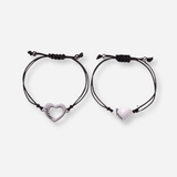 Mother & Daughter Matching Heart Charm Bracelets – Adjustable Black Cord - Bracelets