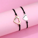 Mother & Daughter Matching Heart Charm Bracelets – Adjustable Black Cord - Bracelets