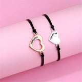 Mother & Daughter Matching Heart Charm Bracelets – Adjustable Black Cord - Bracelets