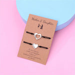 Mother & Daughter Matching Heart Charm Bracelets – Adjustable Black Cord - Bracelets