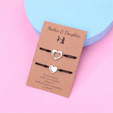 Mother & Daughter Matching Heart Charm Bracelets – Adjustable Black Cord - Bracelets