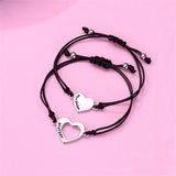 Mother & Daughter Matching Heart Charm Bracelets – Adjustable Black Cord - Bracelets