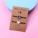 Mother & Daughter Matching Heart Charm Bracelets – Adjustable Black Cord - Bracelets