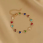 Multicolor Heart Charm Bracelet - Bracelets