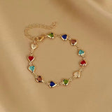 Multicolor Heart Charm Bracelet - Bracelets