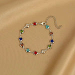 Multicolor Heart Charm Bracelet - Bracelets