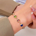 Multicolor Heart Charm Bracelet - Bracelets