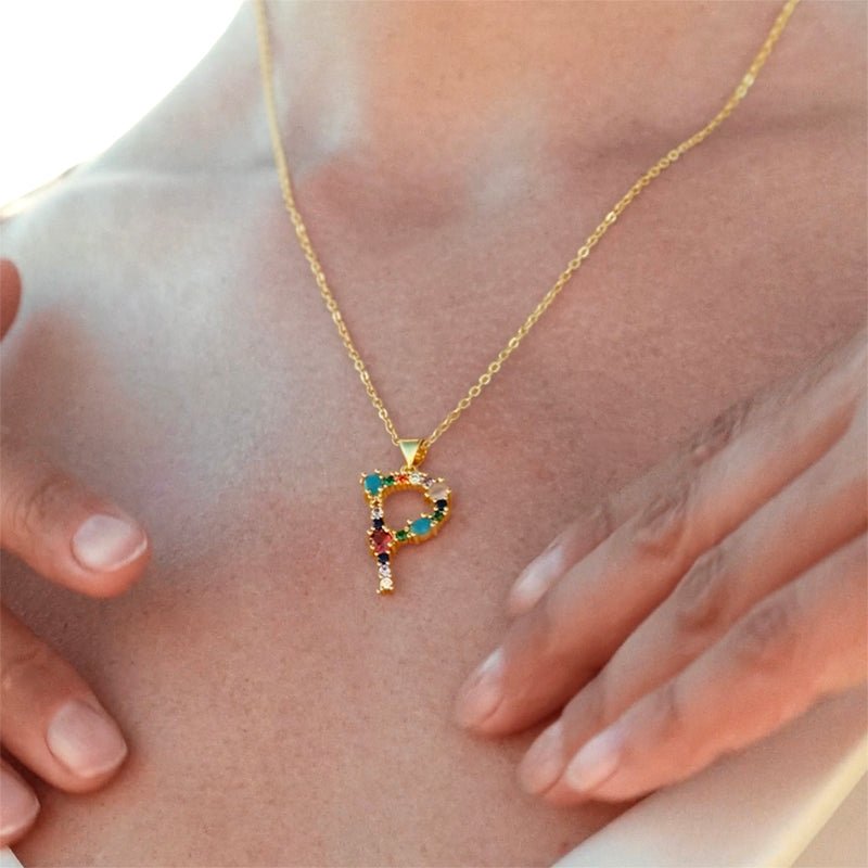 Multicolor Initial A Pendant Necklace - Necklaces
