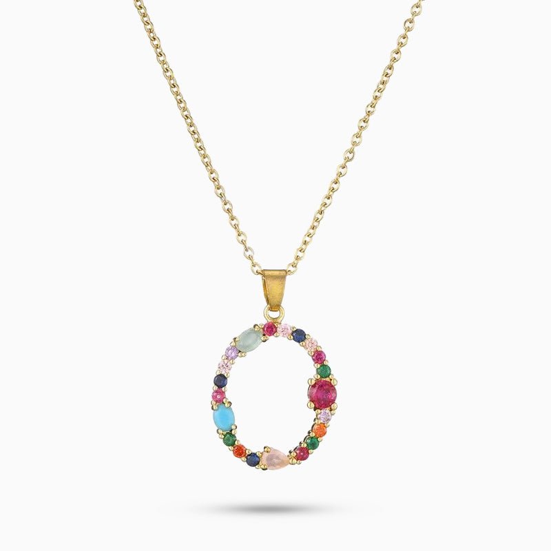 Multicolor Initial A Pendant Necklace - Necklaces