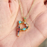 Multicolor Initial A Pendant Necklace - Necklaces