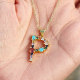 Multicolor Initial A Pendant Necklace - Necklaces