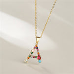 Multicolor Initial A Pendant Necklace - Necklaces