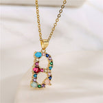 Multicolor Initial A Pendant Necklace - Necklaces