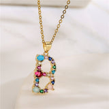 Multicolor Initial A Pendant Necklace - Necklaces