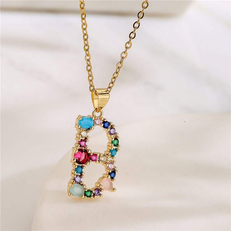 Multicolor Initial A Pendant Necklace - Necklaces