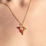 Multicolor Initial A Pendant Necklace - Necklaces