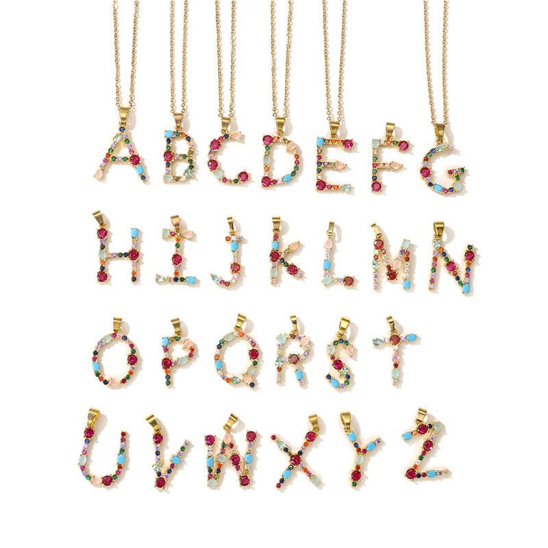 Multicolor Initial A Pendant Necklace - Necklaces