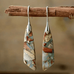 Natural Stone Mosaic Drop Earrings with Sterling Silver Hooks - Earrings