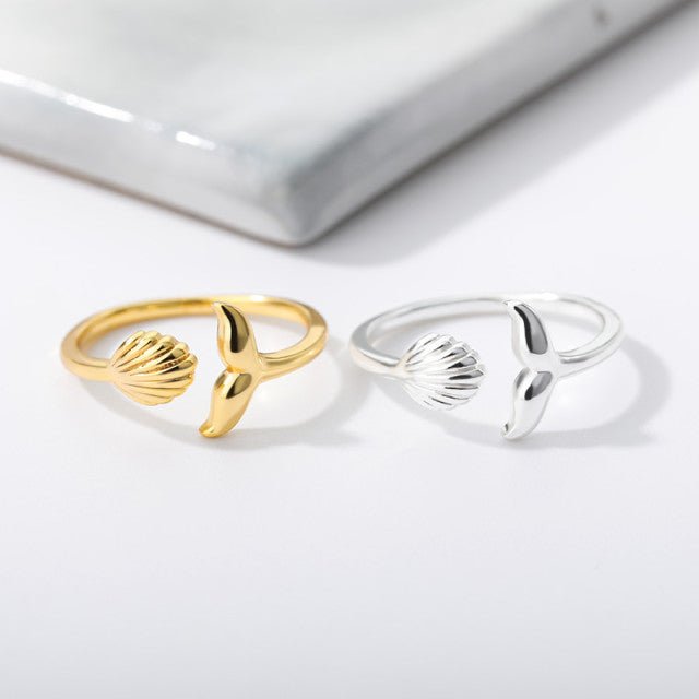 Ocean Breeze Adjustable Shell & Wave Ring - Ring