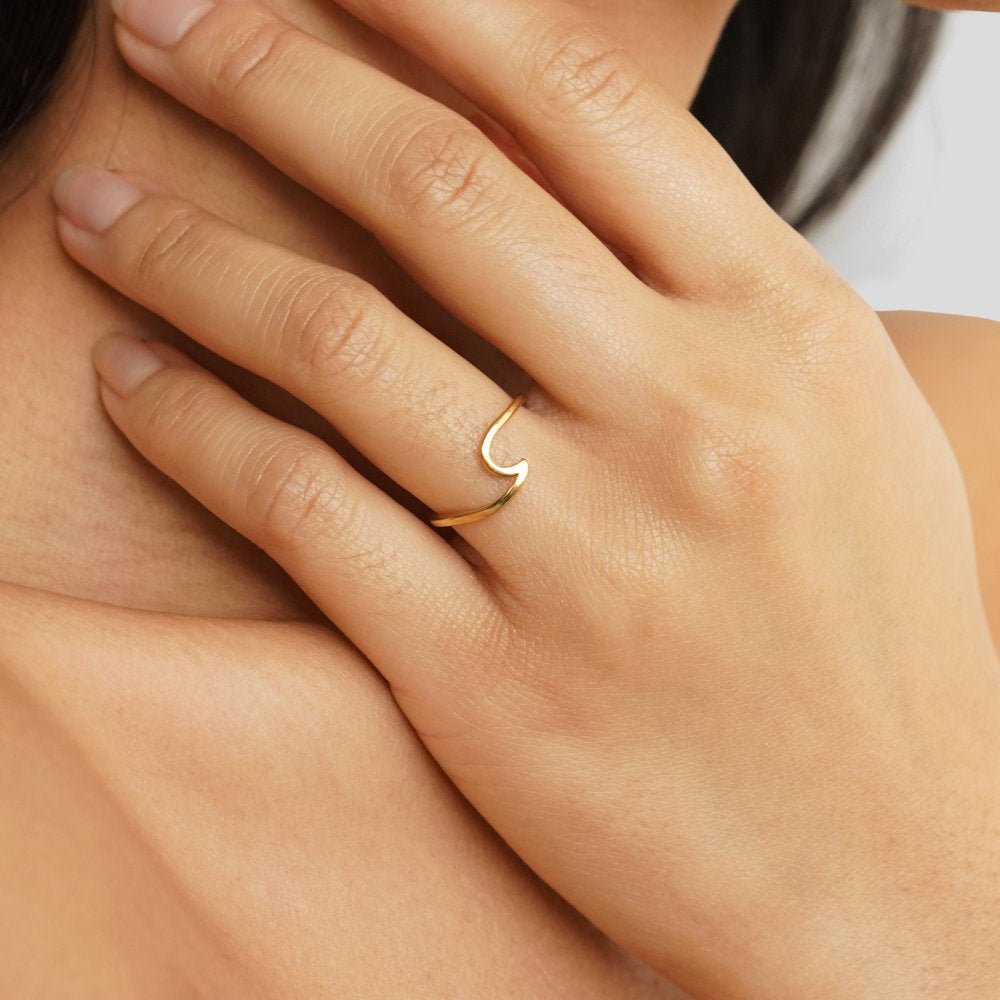 Ocean Wave Gold Adjustable Ring - Ring
