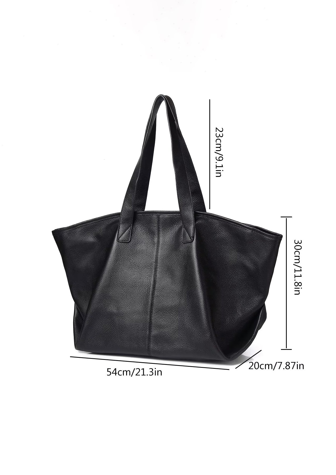 Oversized Leather Tote Bag with Soft Structure - Women's Tote Bag